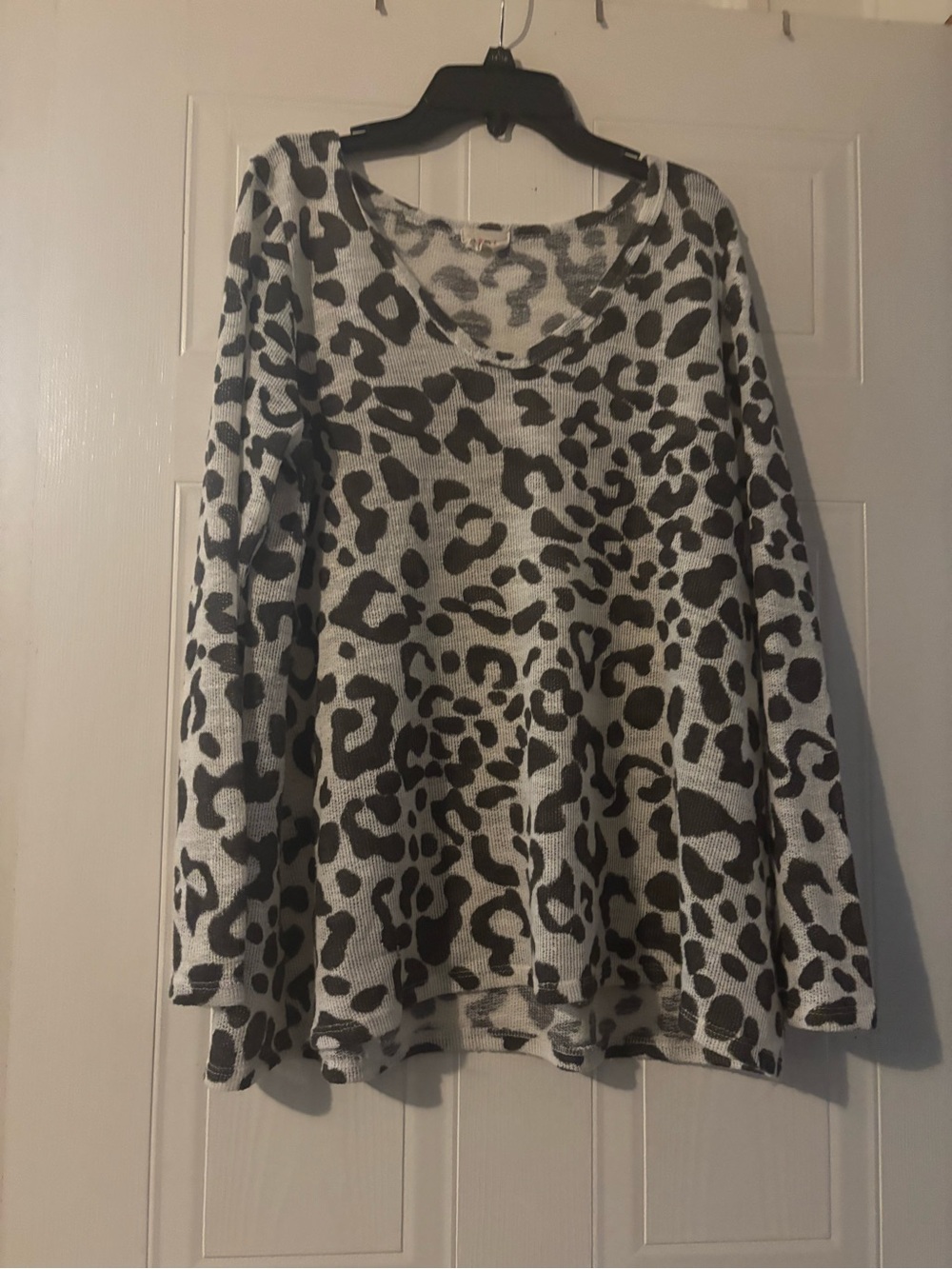 BiBi Black and White Leopard-Print Long Sleeve Tunic